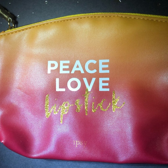 🐬 CLEARANCE ITEM : IPSY peace Love Lipstick Zippered Makeup Tote Ombré Colors - Picture 2 of 13